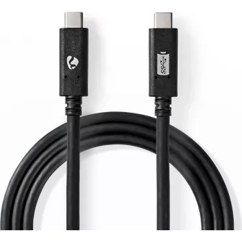 Nedis USB-C laidas | USB 3.2 Gen 2 | USB-C™ kištukas – USB-C™ kištukas | 100 W | 4K@60Hz | 10 Gbps | nikeliuotas | 1,00 m | apvalus | PVC | juodas | Dėžutė