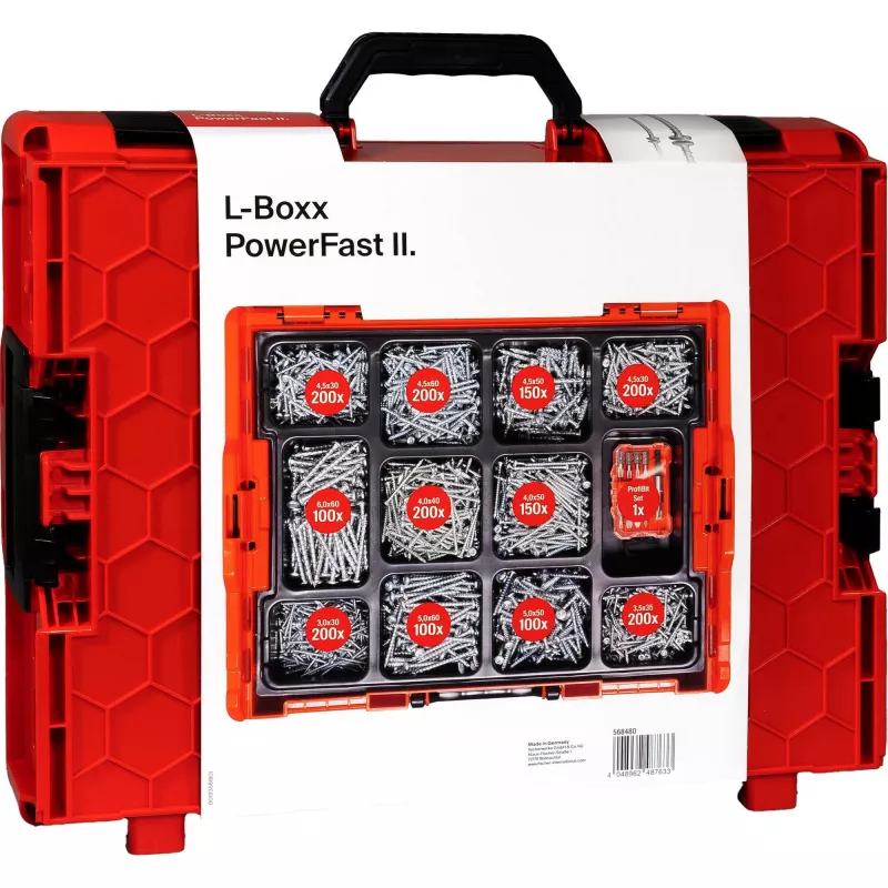 Fischer PowerFast II L-BOXX varžtų rinkinys su plokščia galvute (568480)