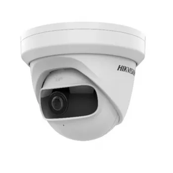 Dome IP vaizdo stebėjimo kamera Hikvision DS-2CD2345G0P-I – Vidinė, 4 MP (2688×1520), 1,68 mm fiksuotas objektyvas, 360° sukimas, montavimas prie lubų/sienos, laidinė