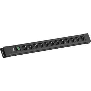 Maitinimo juosta Bachmann CONNECTUS 12x CEE7/3 lizdai su 1 jungikliu, 2,0 m kabelis, CEE7/7 kištukas, juoda