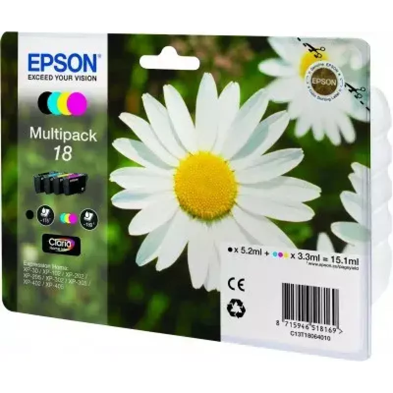 Epson Daisy Multipack 4 spalvos 18 Claria Home Ink - standartinis derlius, 4 kasetės