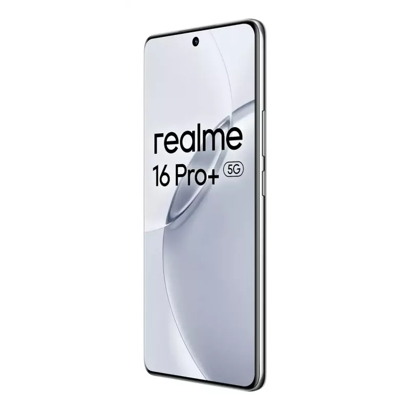 Išmanusis telefonas REALME realme 16 Pro+ — 6,8 colio (17,3 cm) 1280×2800, Snapdragon 7 Gen 4, 12 GB RAM, 512 GB, 200 MP triguba kamera, 7000 mAh, pilka
