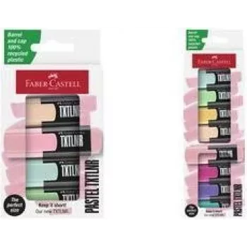 Markeriu rinkinys Faber-Castell 154214 pasteliniai tekstiniai žymekliai, 4 vnt. – Coral, Green, Light Green, Pink