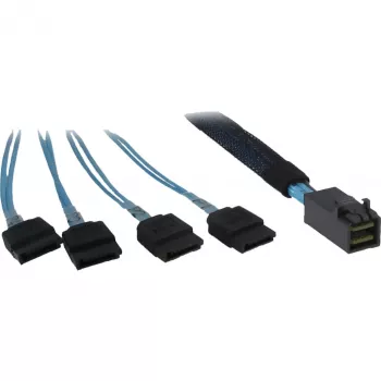 Laidas INTER-TECH SFF-8643 į 4x SATA/SAS 0,7 m 12 Gbit/s mėlynas