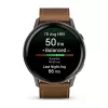 Išmanusis laikrodis GARMIN Venu 4 45 mm (1,4 colio) AMOLED 454×454 px, Wi‑Fi, GPS, 8 GB, juodas korpusas, rudos odos dirželis