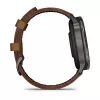 Išmanusis laikrodis GARMIN Venu 4 45 mm (1,4 colio) AMOLED 454×454 px, Wi‑Fi, GPS, 8 GB, juodas korpusas, rudos odos dirželis