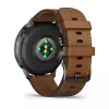 Išmanusis laikrodis GARMIN Venu 4 45 mm (1,4 colio) AMOLED 454×454 px, Wi‑Fi, GPS, 8 GB, juodas korpusas, rudos odos dirželis