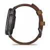 Išmanusis laikrodis GARMIN Venu 4 45 mm (1,4 colio) AMOLED 454×454 px, Wi‑Fi, GPS, 8 GB, juodas korpusas, rudos odos dirželis