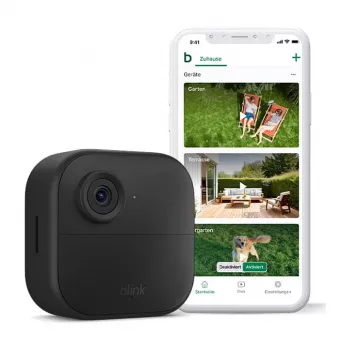 AMAZON (RING) Blink Outdoor 4 - Tinklo stebėjimo kamera - Lauko, Vidinė zona - atspari oro sąlygoms - Spalvotas (diena/naktis) - 1080p - Garsas - belaidė - Wi-Fi (B0B1N5RL1Q)
