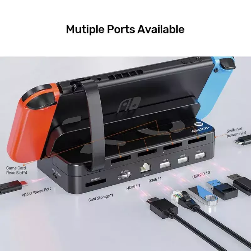Dėklas-stotelė nešiojamai žaidimų konsolei Unitek G1002F01 – USB jungties dokas, juodas