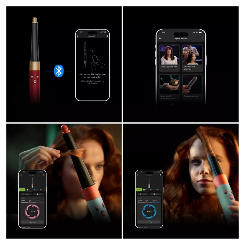 Dyson Airwrap i.d. Straight + Wavy Limited Edition Multistyler, raudonas/auksinis, Bluetooth