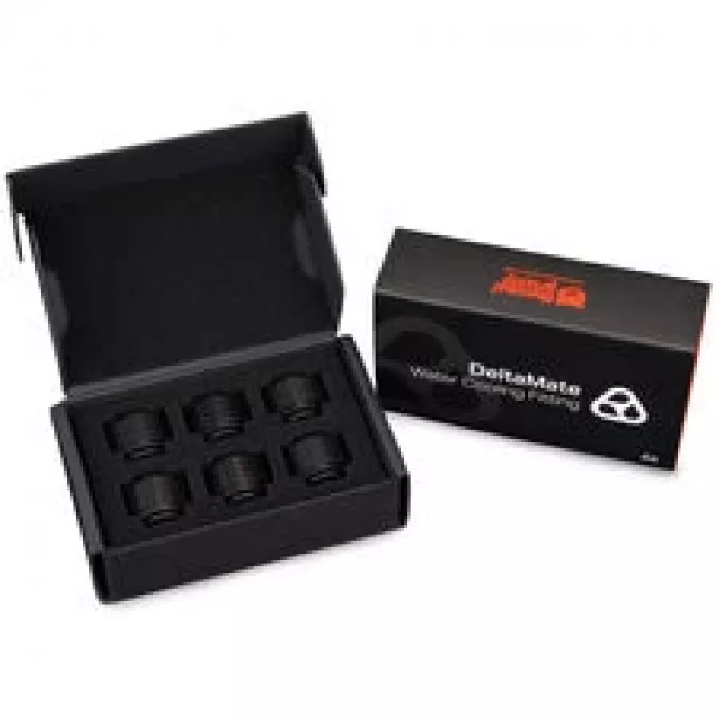 Thermal Grizzly DeltaMate Compression Fitting ST16, žalvarinis G1/4, juodas, 6 vienetų paketas (TG-DM-FIT-6001)