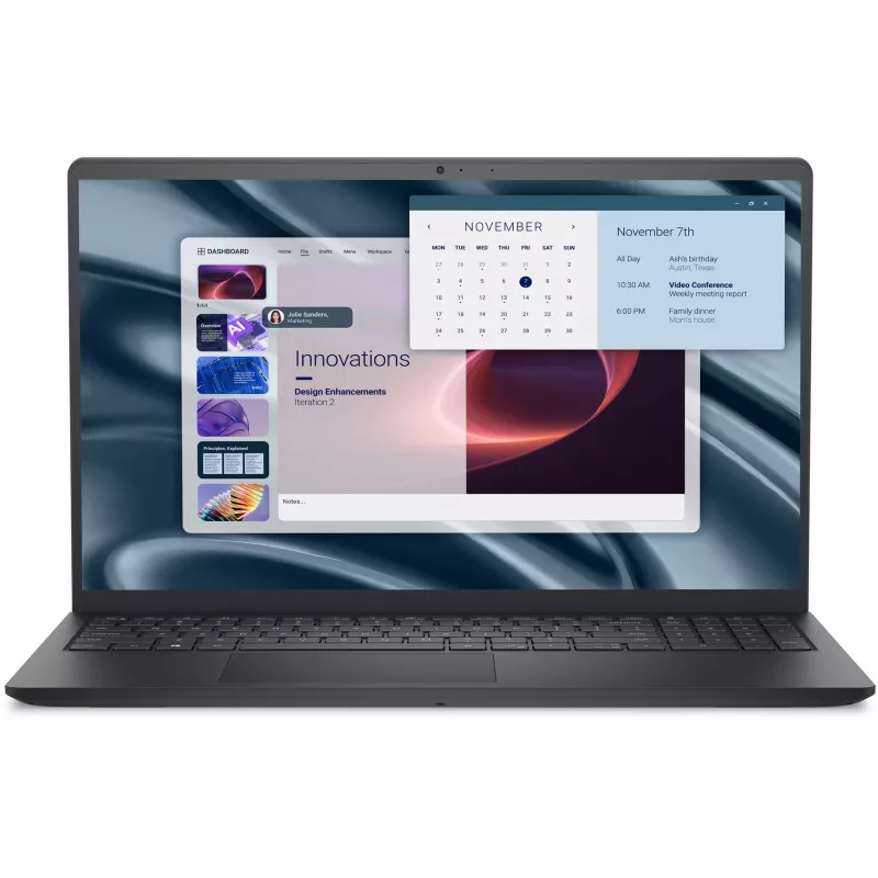 Nešiojamas kompiuteris Dell PV15255 – 15,6 colio Full HD, AMD Ryzen 3 7320U 2.4 GHz, 8 GB LPDDR5, 512 GB SSD, Windows 11 Pro, juodas