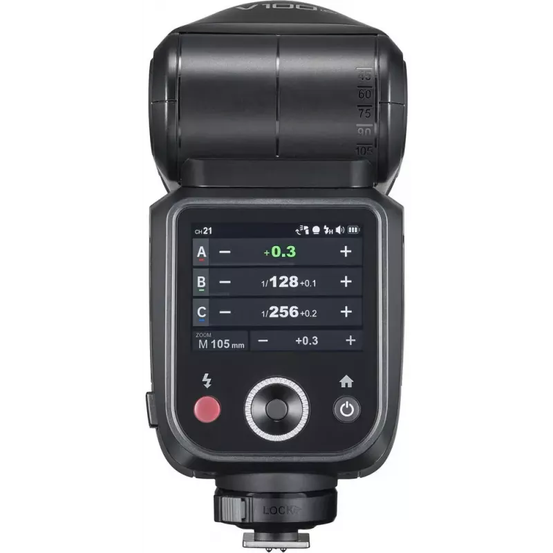 Blykstė Godox V100‑N Nikon – nešiojama TTL Li‑ion blykstė su nuimamu moduliu