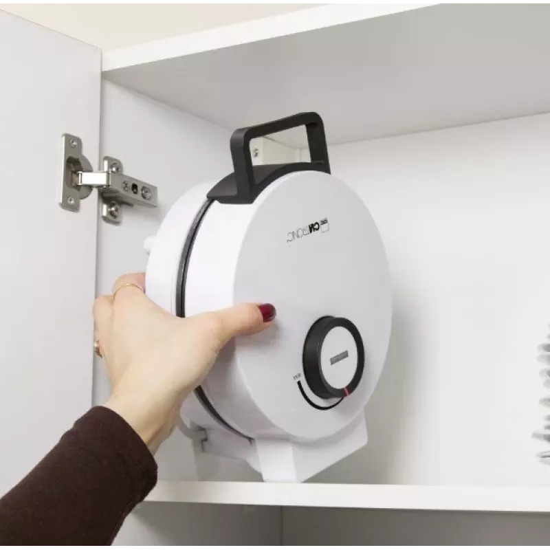 Vafelių keptuvė Clatronic WA 3832 – 1 apvalus vaflis, 1200 W, 20 cm plokštės, juoda/balta