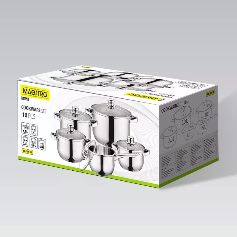 Puodų ir keptuvių rinkinys Maestro MR-2020-10 — 10 dalių