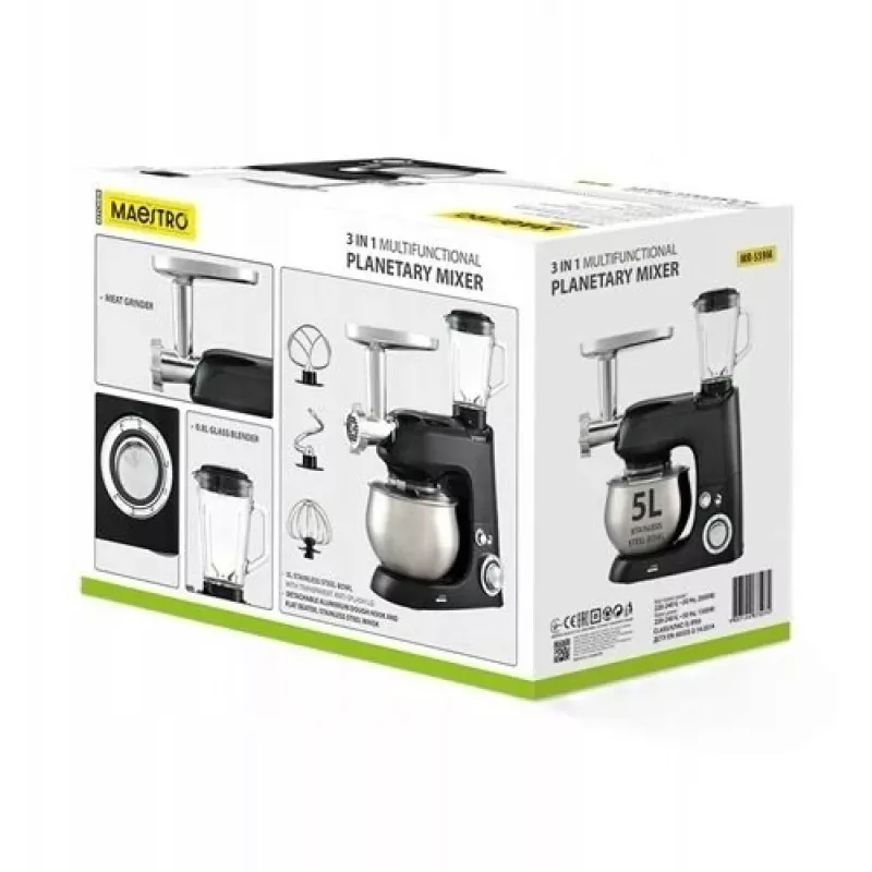 Planetarinis maišytuvas Maestro MR-559-M 3-in-1, 2000 W, daugiafunkcis virtuvės robotas