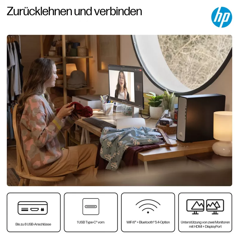HP OmniDesk S03-0032ng - Plonas stalinis kompiuteris - Core i3 i3-14100 - Pilna sistema - Core i3