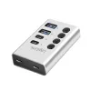 USB 3.2 Gen1 4 prievadų USB-A/C jungtis su atskirais įjungimo/išjungimo mygtukais