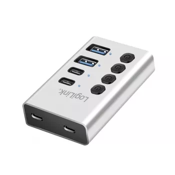 USB 3.2 Gen1 4 prievadų USB-A/C jungtis su atskirais įjungimo/išjungimo mygtukais