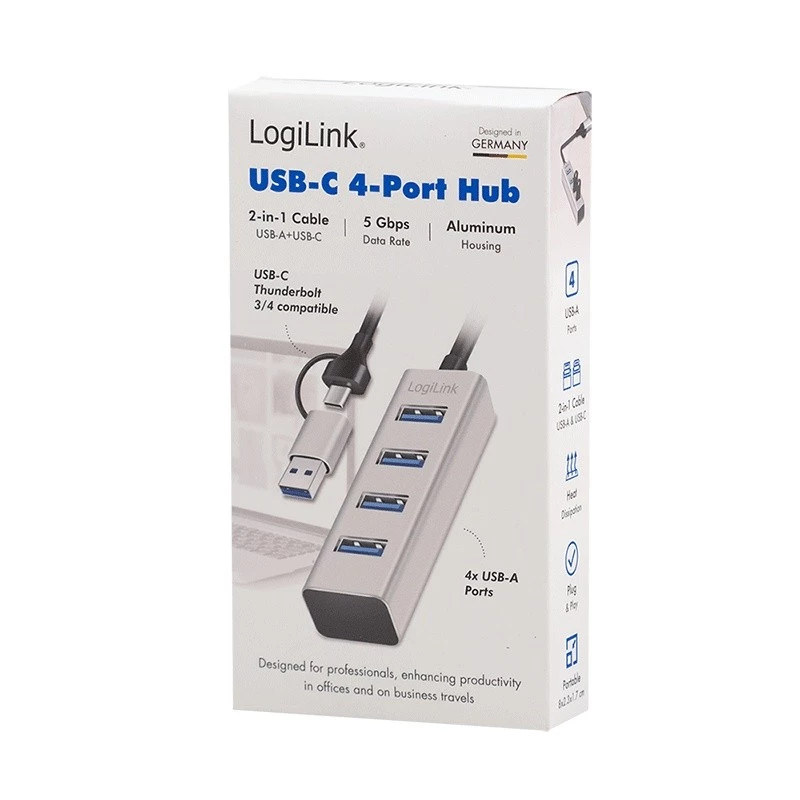 USB 3.0 4 prievadų USB-A šakotuvas 5 Gbit/s