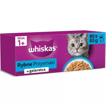 Šlapio maisto pakeliai katėms Whiskas Žuvies skanėstai želė 80 x 85 g