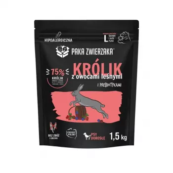 PAKA ZWIERZAKA sausas ėdalas triušiams su triušiena ir miško uogomis L 1,5 kg