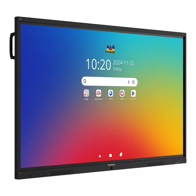ViewBoard 41 serijos liečiamasis ekranas 75 coliai UHD, Android 16 EDLA, IR 450 nitų, 2x20W + sub 15W + 8 masyvo mikrofonai, 3 x USB-C 8/128 GB, 8 branduolių C
