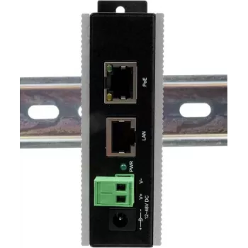 Ethernet PoE Gigabit Injektorius Exsys EX-6007POE-WT — 1×Gigabit RJ45, PoE, 12–24V gnybtų blokas