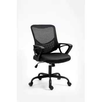 Biuro kėdė ActiveJet YK507 juoda – sukiojama ergonominė darbo kėdė, audinys/PU, reguliuojamas aukštis