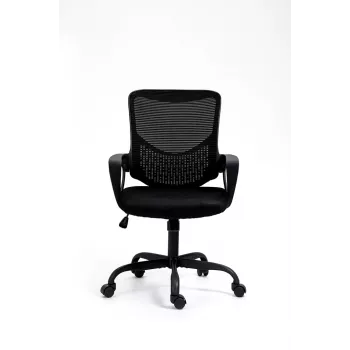 Biuro kėdė ActiveJet YK507 juoda – sukiojama ergonominė darbo kėdė, audinys/PU, reguliuojamas aukštis