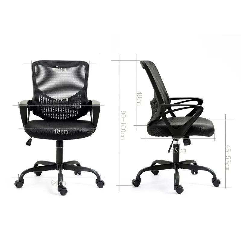 Biuro kėdė ActiveJet YK507 juoda – sukiojama ergonominė darbo kėdė, audinys/PU, reguliuojamas aukštis