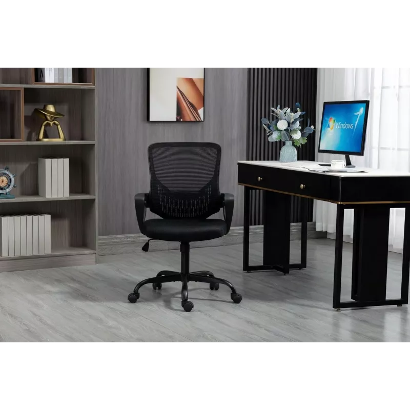 Biuro kėdė ActiveJet YK507 juoda – sukiojama ergonominė darbo kėdė, audinys/PU, reguliuojamas aukštis