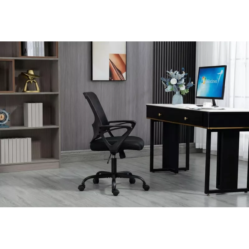 Biuro kėdė ActiveJet YK507 juoda – sukiojama ergonominė darbo kėdė, audinys/PU, reguliuojamas aukštis