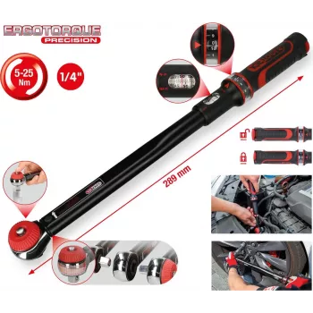 KS TOOLS ERGOTORQUE - Dinamometrinis raktas - 1/4 colio - 5 - 25 N·m