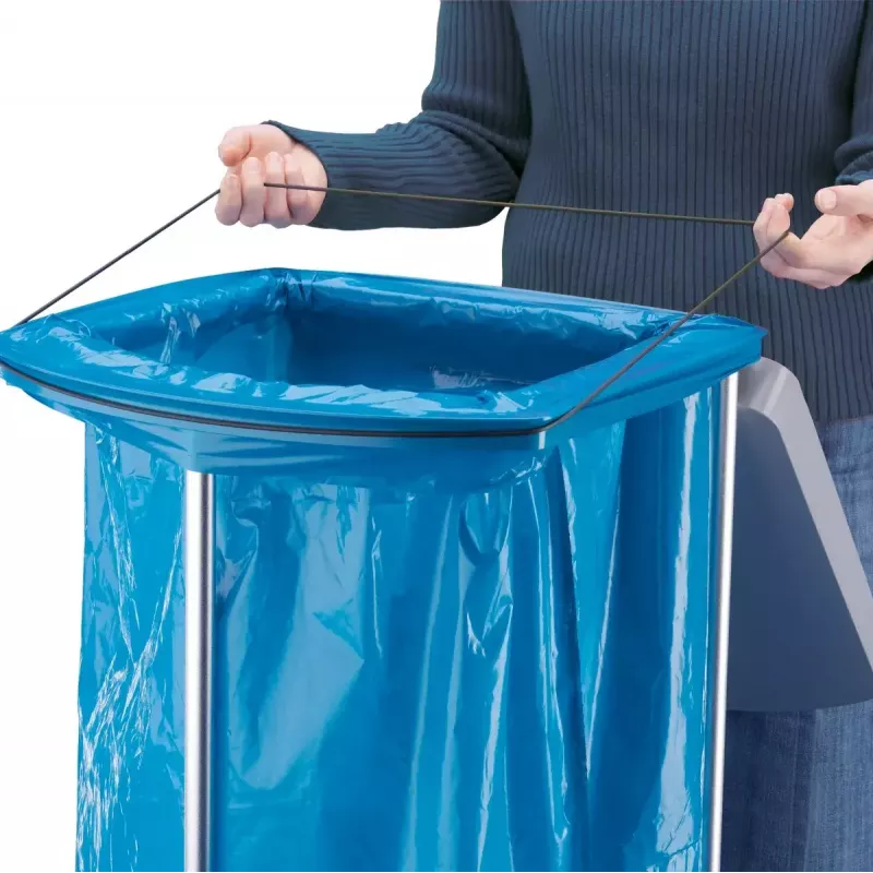 Laisvai pastatomas šiukšlių maišų laikiklis Hailo ProfiLine MSS XXXL — vidaus patalpoms, aliuminis/metalas/plastikas, 430×450×970 mm