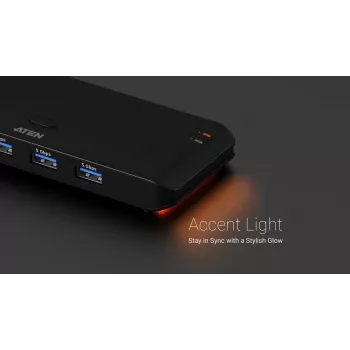 USB 3.2 Gen1 2x4 jungiklis ATEN US5324 su A ir C pagrindiniais prievadais ir 4 įrenginių prievadais