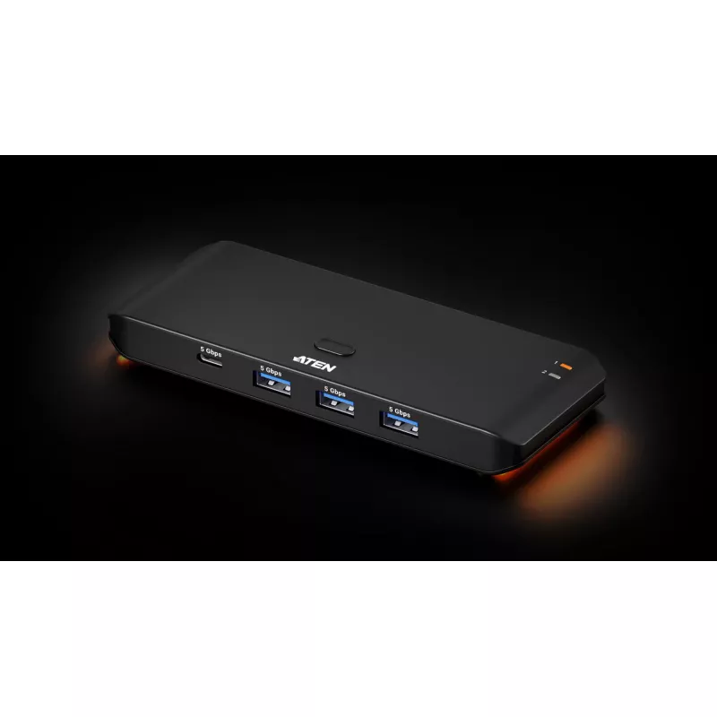 USB 3.2 Gen1 2x4 jungiklis ATEN US5324 su A ir C pagrindiniais prievadais ir 4 įrenginių prievadais