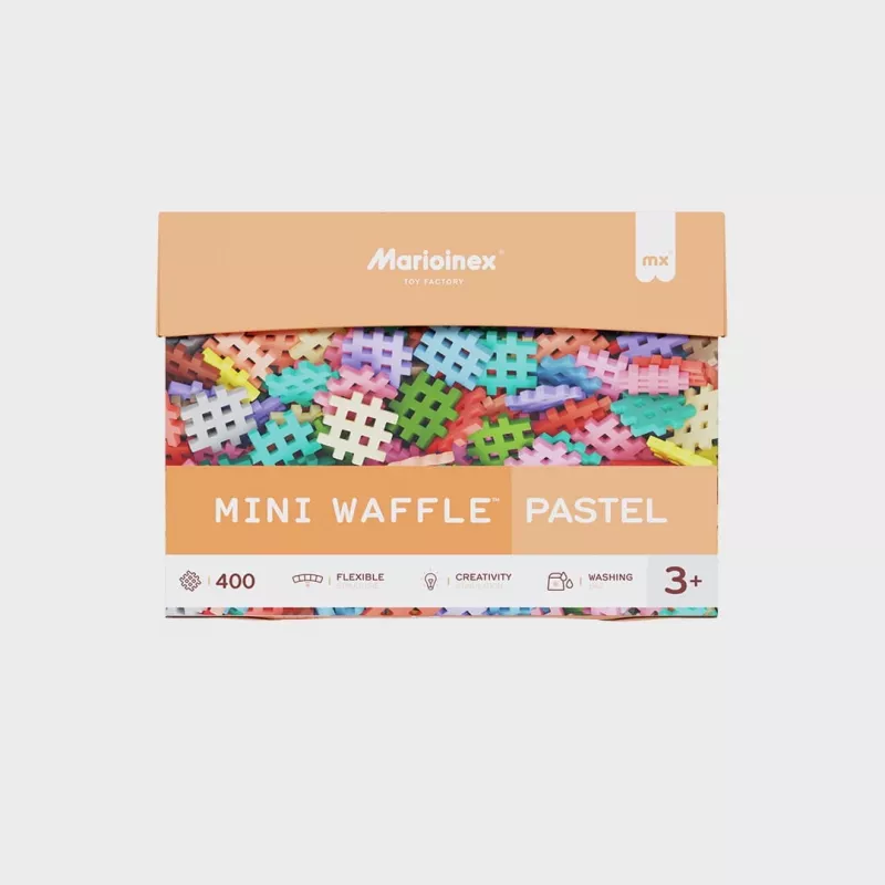 Konstrukciniai blokeliai Marioinex Mini Waffle 400 vnt pasteliniai – vaikų statybų rinkinys