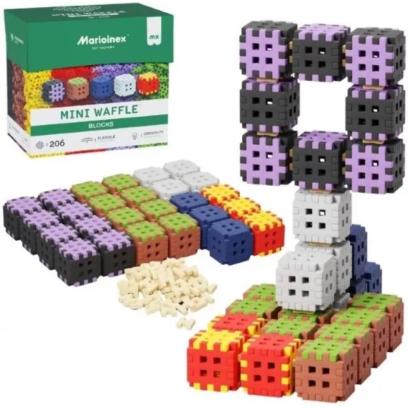 Statybiniai blokeliai Marioinex Mini Waffle 206 dalių – vaikų konstravimo rinkinys