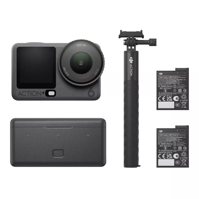 Veiksmo kamera DJI Osmo Action 6 Adventure Combo — 38 MP, 4K Ultra HD, 1/1.1 colio CMOS, 155° matymo laukas, 2x skaitmeninis priartinimas