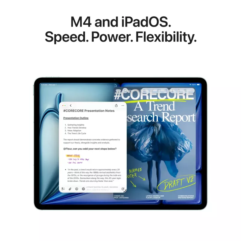 Planšetinis kompiuteris Apple iPad Air 11 colių M4 Wi‑Fi + Cellular 512GB, 11 colių LED 2360×1640, 12GB RAM, 12MP kameros, Starlight