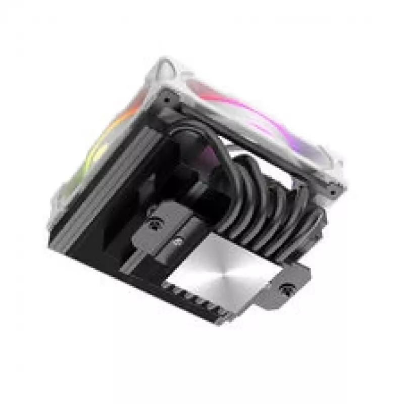 CPU aušintuvas Akasa SOHO H6L RGB baltas – žemo profilio radiatorius su RGB ventiliatoriumi, skirtas mini-ITX kompaktiškoms sistemoms