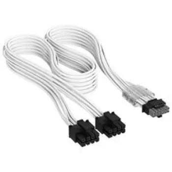 Corsair Premium Sleeved 2x 8-Pin į 12V-2x6 laidas, Type-4 maitinimo šaltiniams - Baltas