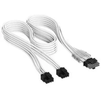 Corsair Premium Sleeved 2x 8-Pin į 12V-2x6 laidas, Type-5 maitinimo šaltiniams - Baltas