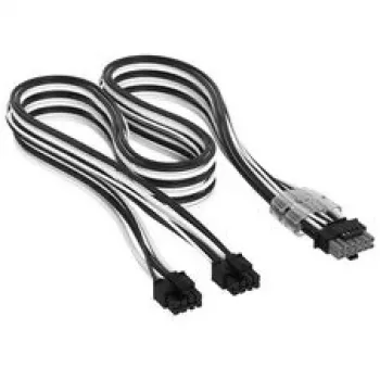 Corsair Premium Sleeved 2x 8-Pin į 12V-2x6 kabelis, Type-5 maitinimo šaltiniams - juoda/balta