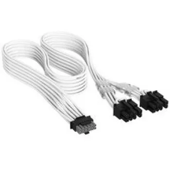 Corsair Premium Sleeved 12V-2x6 į 2x 6+2 kontaktų PCIe laidas, Universalus - Baltas