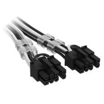 Corsair Premium Sleeved 12V-2x6 į 2x 6+2 kontaktų PCIe kabelis, Universalus - juoda/balta