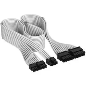 Corsair Premium Sleeved 24 kaiščių ATX kabelis, Gen 5, Type-5 maitinimo šaltiniui - Baltas