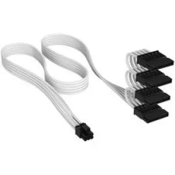 Corsair Premium Sleeved 4x SATA maitinimo laidas, skirtas Type-5 maitinimo šaltiniui - Baltas